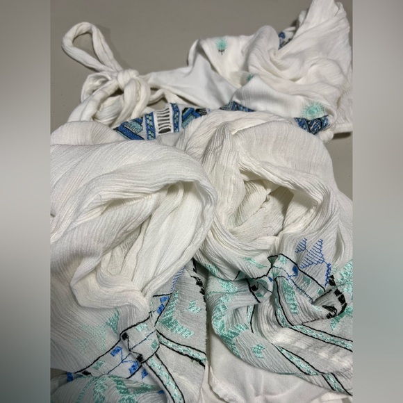 FREE PEOPLE Rhiannon Embroidered Tie Back Babydoll Mini Dress - Picture 8 of 15